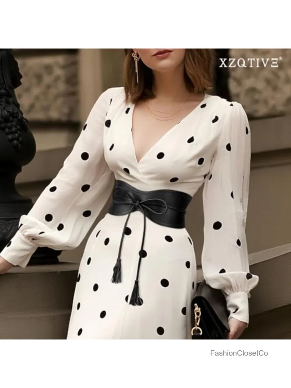 Faux Leather Wide Tassel Obi Wrap Belt for Dresses